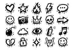 Graffiti Dripping Urban Icon Sticker Set Collection Product Image 2