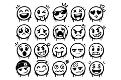 Graffiti Emoji Vector Pack Urban Dripping Emoticon EPS Product Image 2