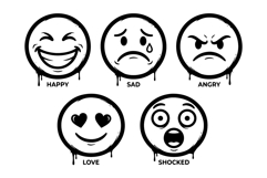 Graffiti Emotion Faces Pack Dripping Urban Mood Emoji Vector Product Image 2