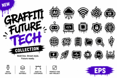 Graffiti Future Tech Icons Collection AI Cyber UI Vector Product Image 1