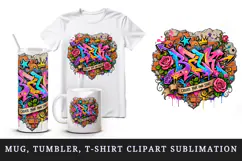 Graffiti tumbler, mug wrap, clipart sublimation design Product Image 1
