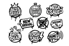 Graffiti Sale Badge Vector Messy Badge Promo Collection Product Image 2