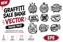 Graffiti Sale Badge Vector Messy Badge Promo Collection Product Image 1
