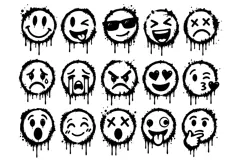 Graffiti Splash Emoji Urban Spray Paint Emoticon Vector Product Image 3