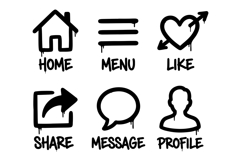 Graffiti UI Icon Pack Urban Dripping Interface Vector Set Product Image 2