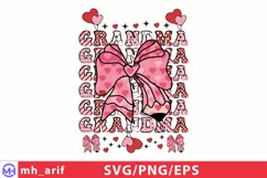 Grandma Valentine Pencil Coquette Bow SVG PNG Product Image 1