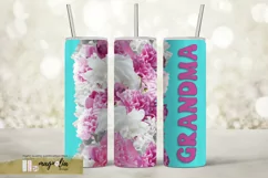GRANDMA tumbler wrap sublimation design png with peonies Product Image 2