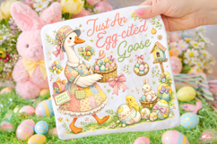 Just An Egg-Cited Goose Easter PNG, Bunny Easter PNG, Funny Product Image 1