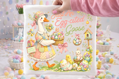 Just An Egg-Cited Goose Easter PNG, Bunny Easter PNG, Funny Product Image 2