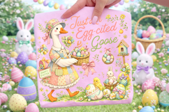 Just An Egg-Cited Goose Easter PNG, Bunny Easter PNG, Funny Product Image 3