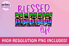 Blessed Mamaw Life png, Leopard Serape Mamaw design Product Image 2