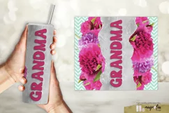 GRANDMA tumbler wrap sublimation design png with pink peony Product Image 2