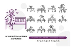 Grandpa Sitting On Bench Illustrations Product Image 1