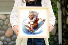 Funny Grandpa Surfing Watercolor Sublimation Clipart Product Image 9