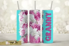 GRANNY tumbler wrap sublimation design png with peonies Product Image 2