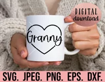 Granny Heart SVG - Most Loved Granny - Blessed - Mothers Day Product Image 2