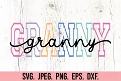 Granny Varsity Script Pastel SVG PNG - Mothers Day Trendy Product Image 5