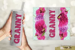 GRANNY tumbler wrap sublimation design png with pink peony Product Image 2