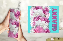 GRANNY tumbler wrap sublimation design png with peonies Product Image 1