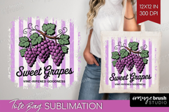 Grape Vintage Fruit Tote Bag Summer Tote Bag PNG Sublimation Product Image 1