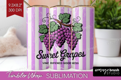 Grape Vintage Fruit Tumbler Wrap Summer Tumbler PNG Product Image 1