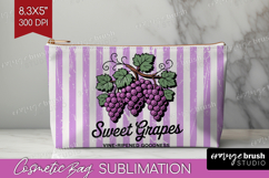 Grape Vintage Fruit Cosmetic Bag Summer Makeup Bag PNG Product Image 1