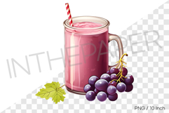 Grape smoothie in glass jar PNG fruit cartoon summer clipart Product Image 1