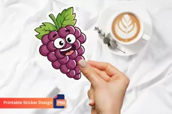 Grape Funny Food Sticker, Funny Food Sticker, Cute Grape Art Product Image 1