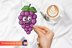 Grape Funny Food Sticker, Funny Food Sticker, Cute Grape Art Product Image 1
