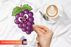 Grape Funny Food Sticker, Funny Food Sticker, Cute Grape Art Product Image 1