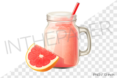 Grapefruit smoothie in glass jar PNG fruit cartoon summer Product Image 1
