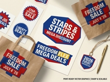 Star-Spangled 4th July 2026 Neo-Brutal Sale Badge Bundle EPS Product Image 3