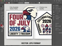 4th of July 2026 Neo-Brutalist Patriotic Event Badge EPS Set Product Image 8