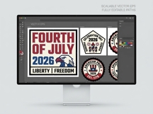 4th of July 2026 Neo-Brutalist Patriotic Event Badge EPS Set Product Image 5