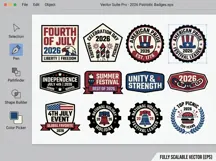 4th of July 2026 Neo-Brutalist Patriotic Event Badge EPS Product Image 4