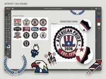 4th of July 2026 Neo-Brutalist Patriotic Event Badge EPS Set Product Image 3