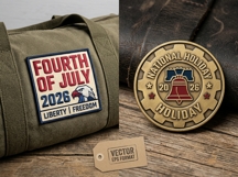 4th of July 2026 Neo-Brutalist Patriotic Event Badge EPS Set Product Image 6