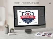 Patriotic 4th of July 2026 Freedom Badge Seal Bundle EPS Set Product Image 5