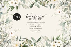 Watercolor White Flowers &amp; Greenery Large Collection Product Image 3