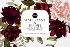 Watercolor Mahogany and Blush Floral Clipart Collection Product Image 1
