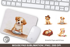 Mouse Pad Watercolor Grateful Pups Kittens Product Image 1