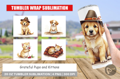 Tumbler Watercolor Grateful Pups Kittens Product Image 1
