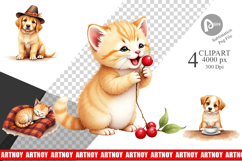Clipart Watercolor Grateful Pups Kittens Product Image 1