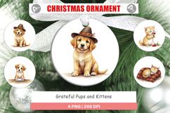 Ornament Watercolor Grateful Pups Kittens Product Image 1