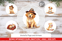 Wind Spinner Watercolor Grateful Pups Kittens Product Image 1
