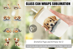 Glass Can Watercolor Grateful Pups Kittens Product Image 1