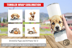 Tumbler Watercolor Grateful Pups Kittens Product Image 1