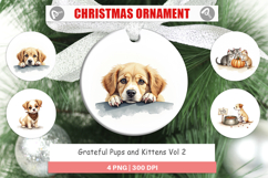 Ornament Watercolor Grateful Pups Kittens Product Image 1