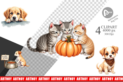 Clipart Watercolor Grateful Pups Kittens Product Image 1