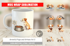 Mug Wrap Watercolor Grateful Pups Kittens Product Image 1